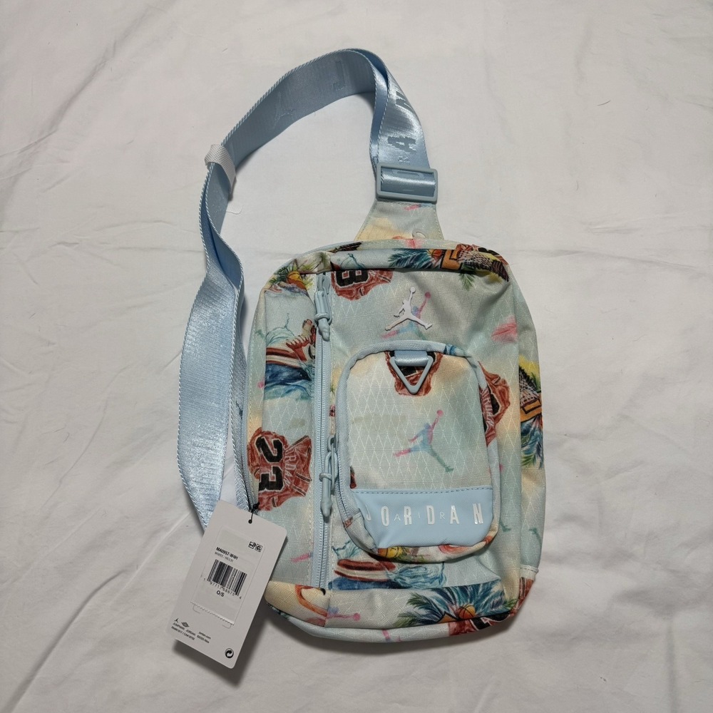 Nike‎ Air Jordan Cordura Crossbody Bag Blue Tropical Flamingo MA0957-W4H NWT